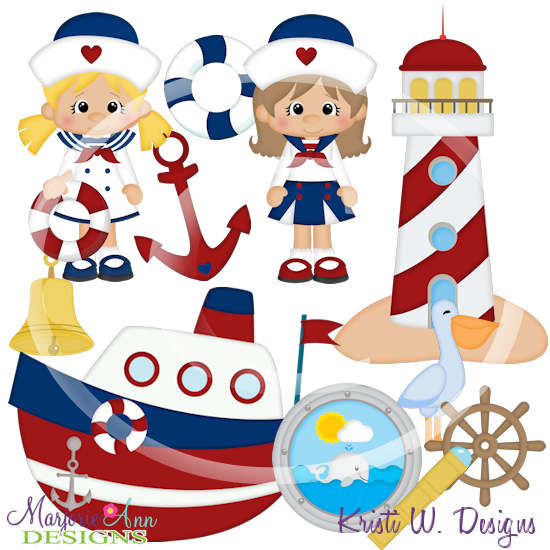 I Love My Sailor-Girls SVG Cutting Files/Paper Piecing+Clipart - Click Image to Close